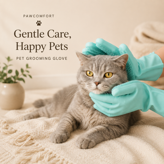 PawComfort Pet Grooming Glove — Silicone, Cats & Dogs, Gentle Massage
