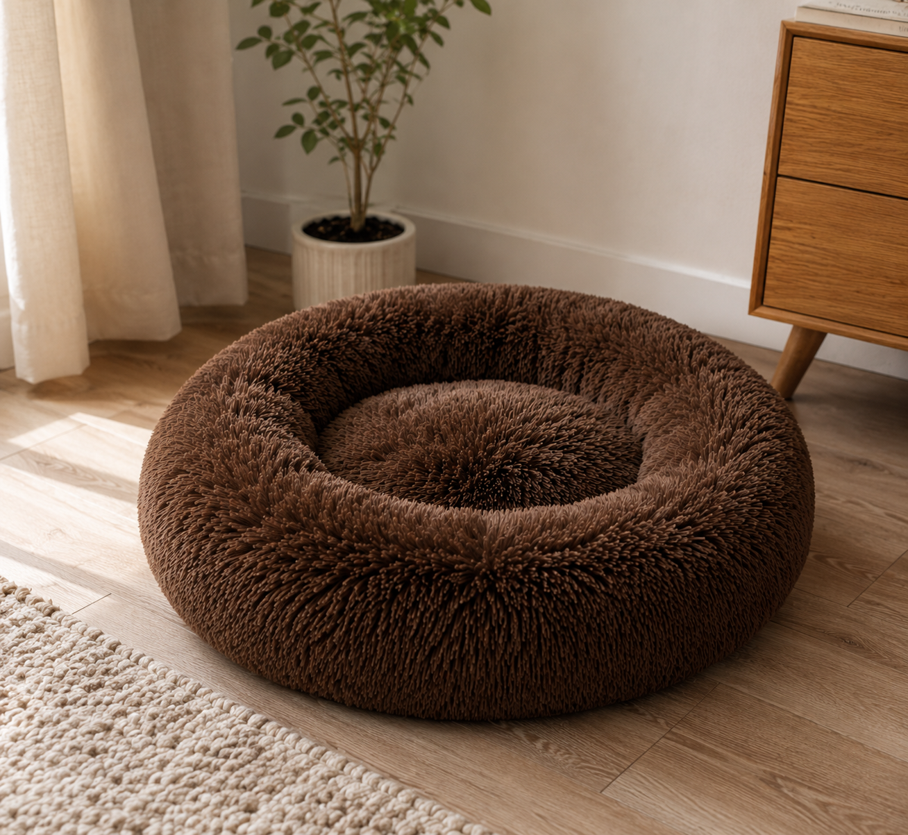 Brown donut bed