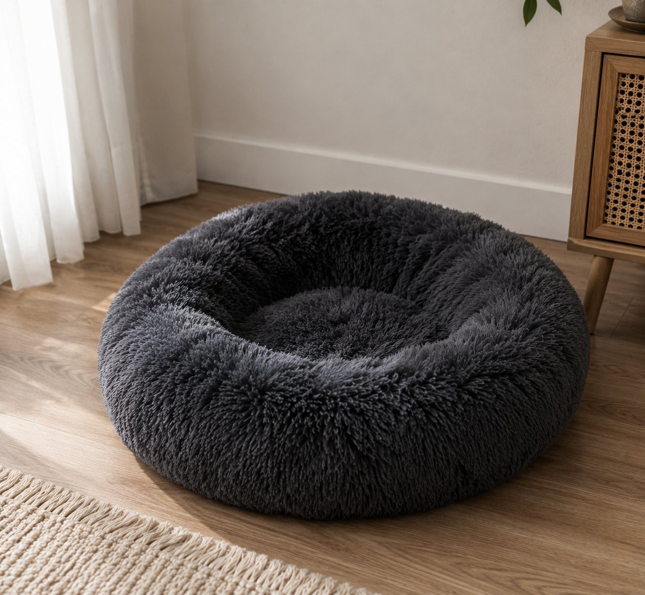 Dark grey donut bed