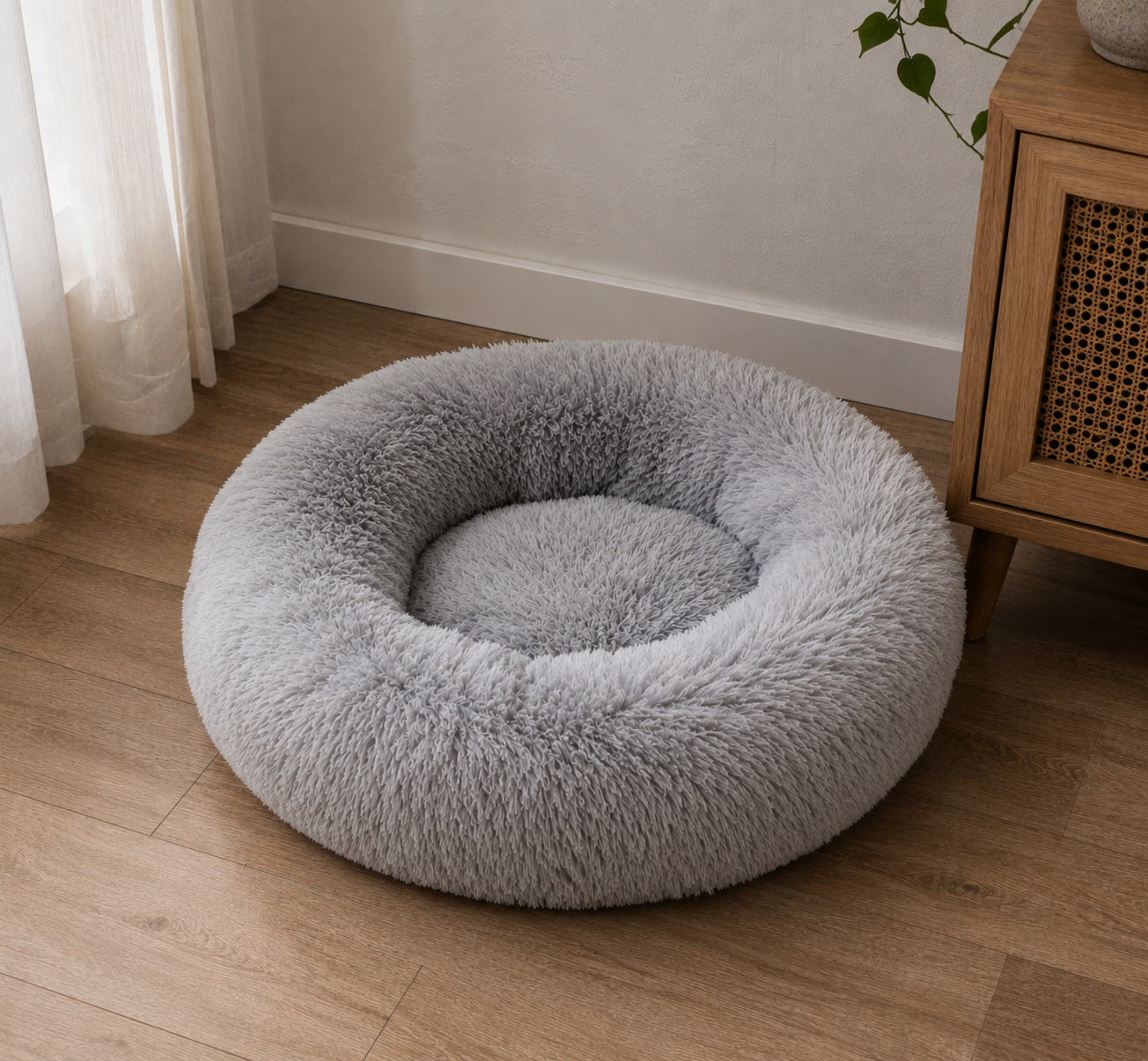 Light grey donut bed